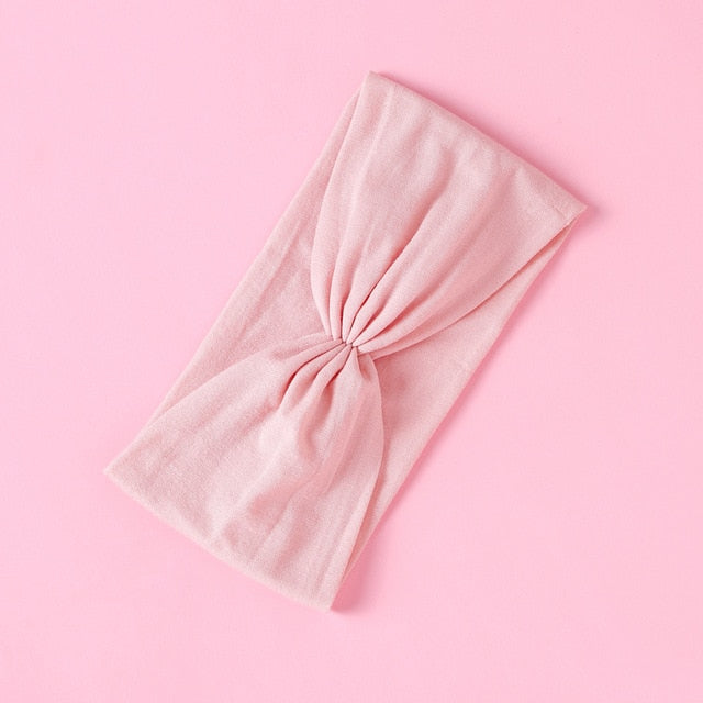 1PCS New Braid Nylon Bow Headbands,Cable Knit Solid Wide Nylon Headbands Turban, Baby Girls Head Wrap Hair Accessories 27 colors
