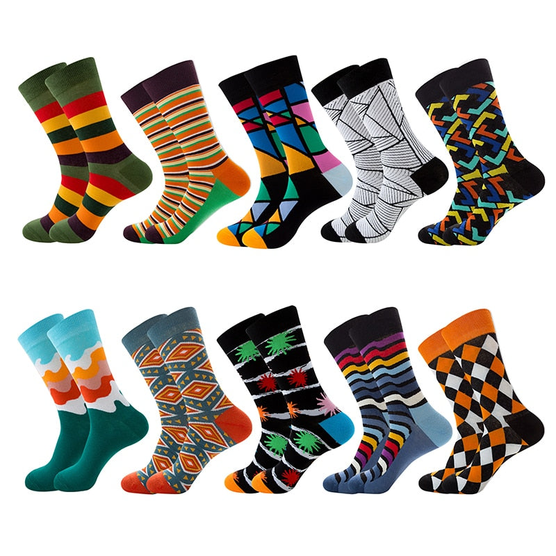 Unisex Happy Socks Retro Design Men Crew Socks Skateboard Socks Harajuku Women Cotton Socks Male Female