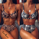 Catei Karrui New Women's Swimsuit Brand Design Leopard Print Bikini Split Swimsuit High Quality Sexy Bikini high waist plus size