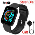 Lesfit Pink Smart Watch Women Men Smartwatch For Android IOS Bluetooth Steel Strap Smart-watch Watch Electronic Fitness Tracker