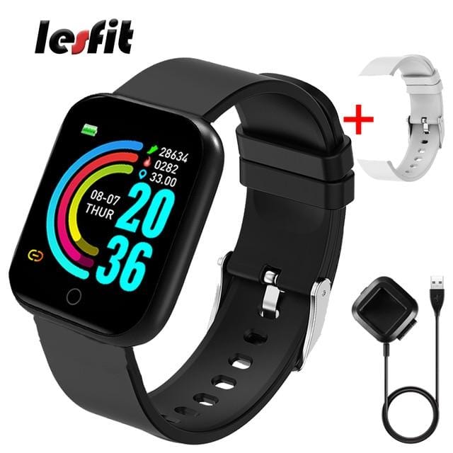 Lesfit Pink Smart Watch Women Men Smartwatch For Android IOS Bluetooth Steel Strap Smart-watch Watch Electronic Fitness Tracker