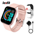 Lesfit Pink Smart Watch Women Men Smartwatch For Android IOS Bluetooth Steel Strap Smart-watch Watch Electronic Fitness Tracker