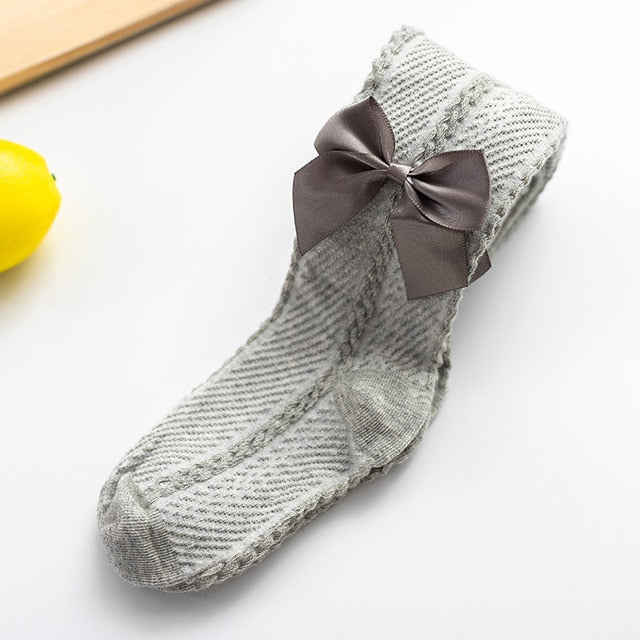 YWHUANSEN 0-10 Yrs Children Spring Autumn Winter Bowknot Tights Cotton Baby Girls Pantyhose Kids Infant Knitted Collant Tights