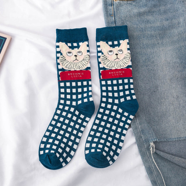 Occident Fashion Colorful Print Socks Women with Mushroom Spring Woman Socks Cotton Calcetines Mujer Meias 010202