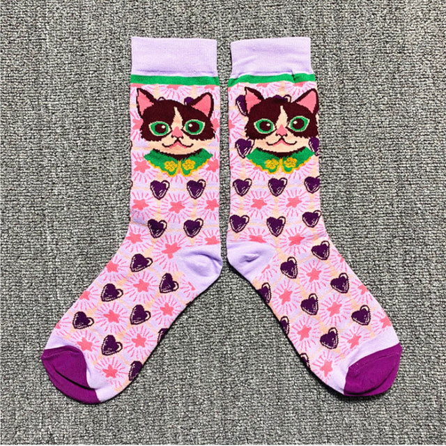 Occident Fashion Colorful Print Socks Women with Mushroom Spring Woman Socks Cotton Calcetines Mujer Meias 010202