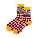 Occident Fashion Colorful Print Socks Women with Mushroom Spring Woman Socks Cotton Calcetines Mujer Meias 010202