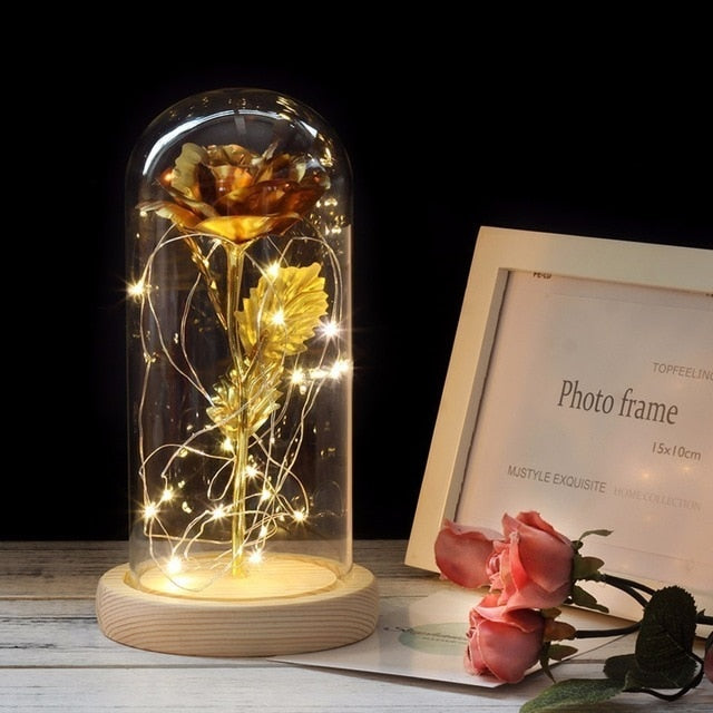 Beauty And The Beast Rose Rose In LED Glass Dome Forever Rose Red Rose Valentine's Day Mother's Day Special Romantic Gift