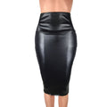 CUHAKCI  Back Split Women Sexy Skirt Black Bodycon Clubwear Skirt High Waist PU Leather Skirt Vintage Long Pencil Skirts