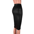 CUHAKCI  Back Split Women Sexy Skirt Black Bodycon Clubwear Skirt High Waist PU Leather Skirt Vintage Long Pencil Skirts