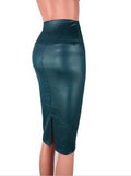 CUHAKCI  Back Split Women Sexy Skirt Black Bodycon Clubwear Skirt High Waist PU Leather Skirt Vintage Long Pencil Skirts