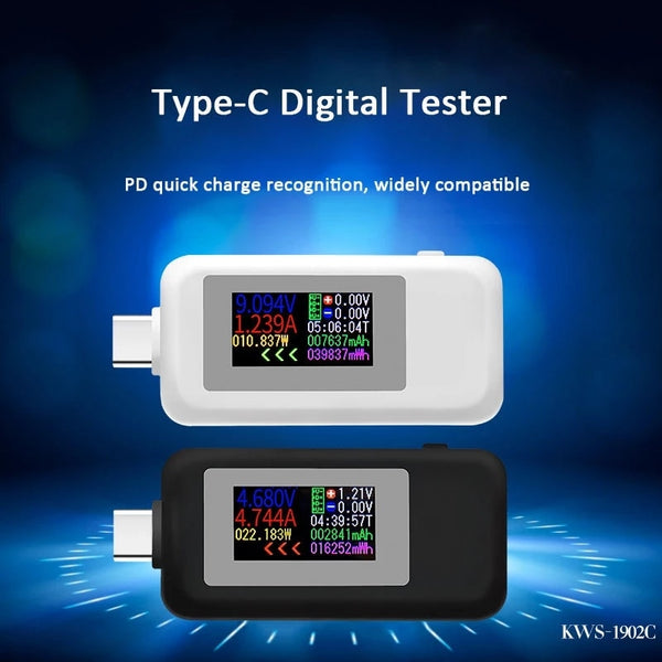 10 in 1 DC Type-C USB Tester Current 4-30V Voltage Meter Timing Ammeter Digital Monitor Cut-off Power Indicator Bank Charger