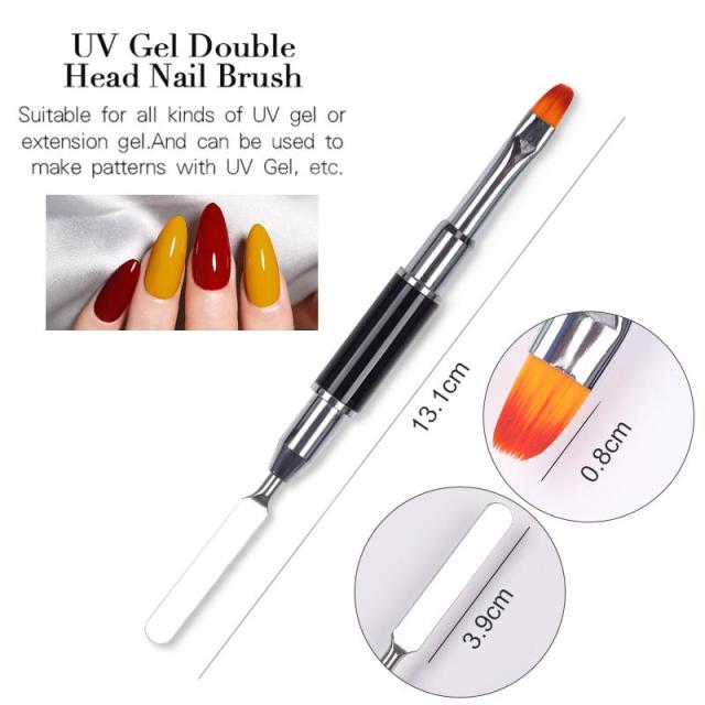French Tip Nail Brush Silver Black Handle Half Moon Shape Acrylic Painting Drawing Pen  Nail Art Tool