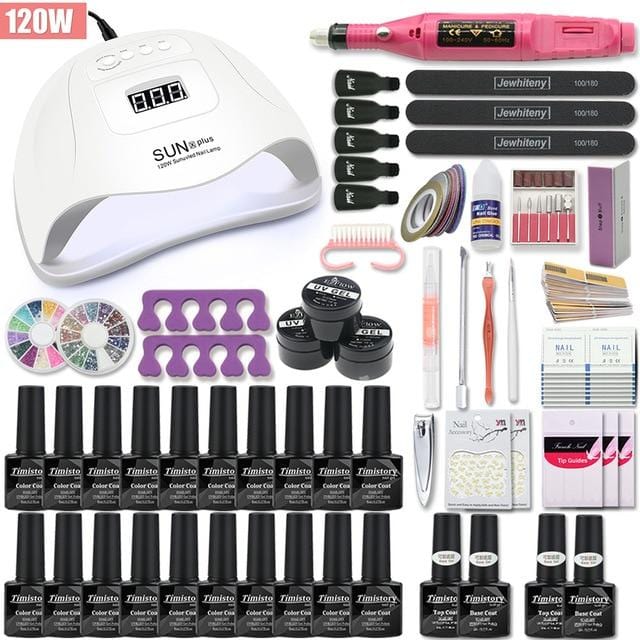 Manicure Set Acrylic Nail Kit With 120/54W Nail Lamp Choose Gel Nail Polish Nail Art Set  Manicure Machine All For Manicure