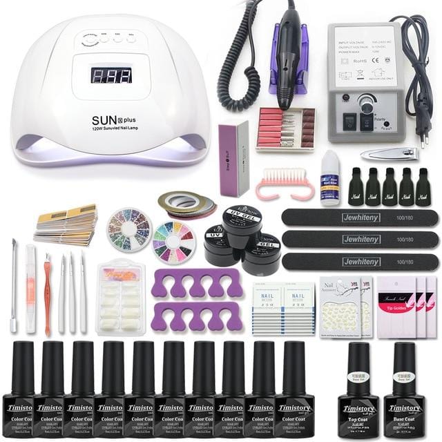 Manicure Set Acrylic Nail Kit With 120/54W Nail Lamp Choose Gel Nail Polish Nail Art Set  Manicure Machine All For Manicure