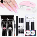 UR SUGAR 15ml Poly UV Nail Gel Kit Acrylic Set Extend Fast Builder UV Gel Slip Solution Nail Form Nail Art Brush Nail Tool Kit