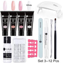 UR SUGAR 15ml Poly UV Nail Gel Kit Acrylic Set Extend Fast Builder UV Gel Slip Solution Nail Form Nail Art Brush Nail Tool Kit