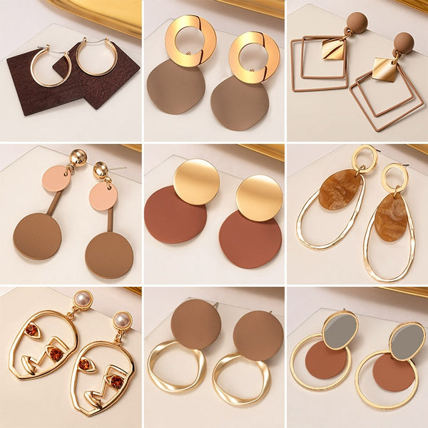 New Korean Statement Earrings for Women Brown Arcylic Geometric Dangle Drop Gold Earing Brincos 2020 Trend Fashion Jewelry Gifts