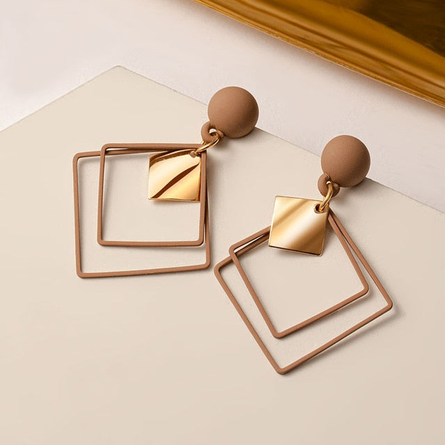 New Korean Statement Earrings for Women Brown Arcylic Geometric Dangle Drop Gold Earing Brincos 2020 Trend Fashion Jewelry Gifts