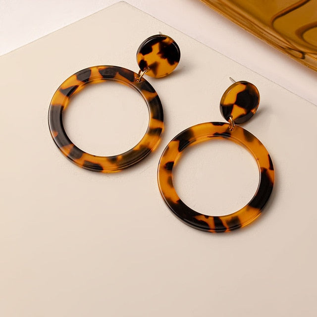 New Korean Statement Earrings for Women Brown Arcylic Geometric Dangle Drop Gold Earing Brincos 2020 Trend Fashion Jewelry Gifts