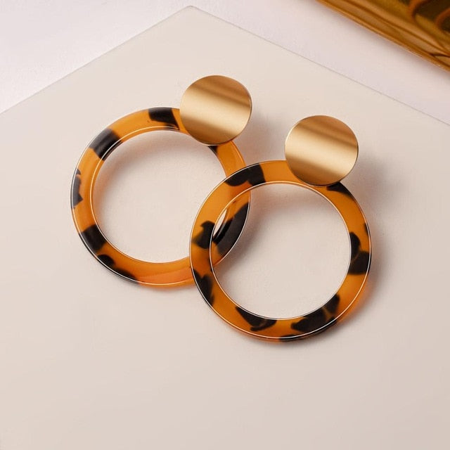 New Korean Statement Earrings for Women Brown Arcylic Geometric Dangle Drop Gold Earing Brincos 2020 Trend Fashion Jewelry Gifts