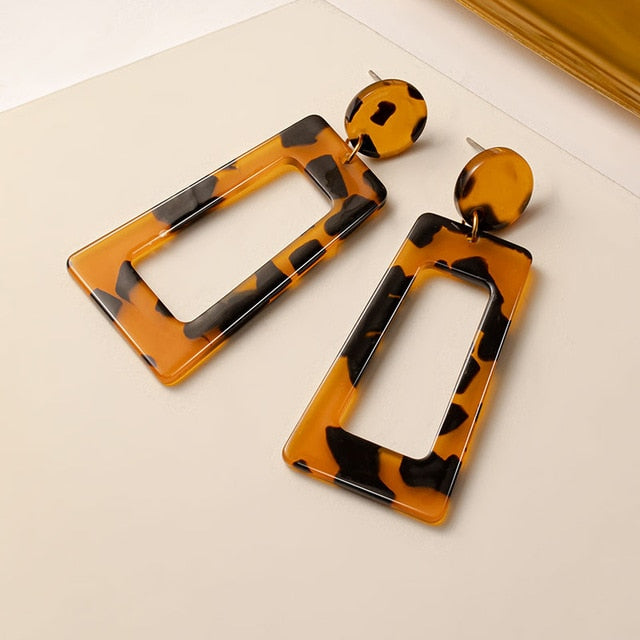 New Korean Statement Earrings for Women Brown Arcylic Geometric Dangle Drop Gold Earing Brincos 2020 Trend Fashion Jewelry Gifts