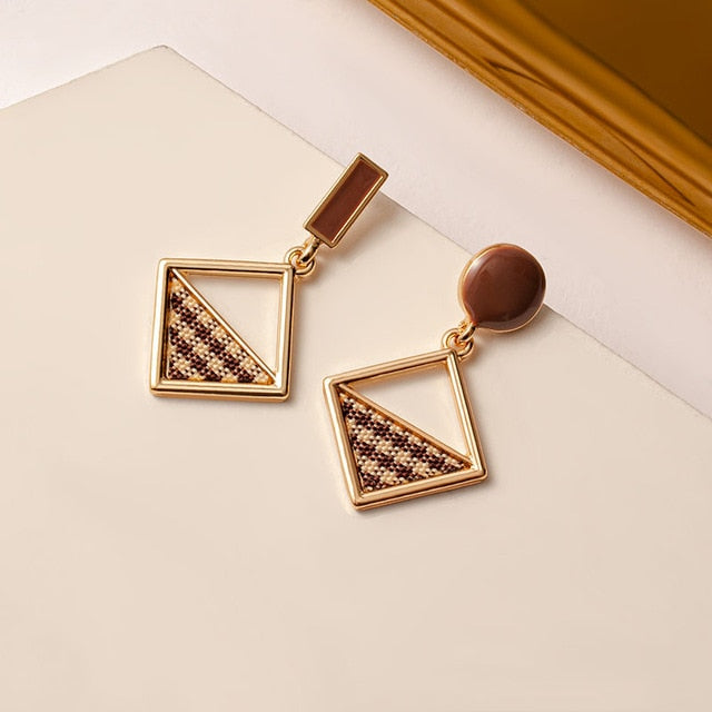 New Korean Statement Earrings for Women Brown Arcylic Geometric Dangle Drop Gold Earing Brincos 2020 Trend Fashion Jewelry Gifts