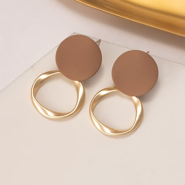 New Korean Statement Earrings for Women Brown Arcylic Geometric Dangle Drop Gold Earing Brincos 2020 Trend Fashion Jewelry Gifts