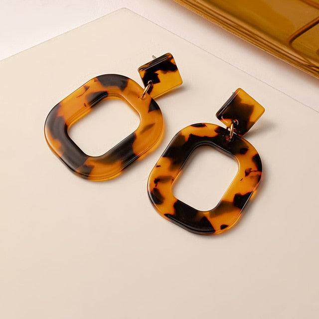 New Korean Statement Earrings for Women Brown Arcylic Geometric Dangle Drop Gold Earing Brincos 2020 Trend Fashion Jewelry Gifts