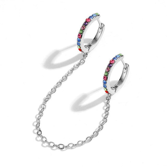 1 Pair Silvering Plated Huggies Earrings Small Round Rhinestones Hoop Earrings Women's Hot Fashion Jewelry Gifts Jewelry Gift