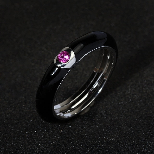 10 Colors Simple Style Enamel Ring Paved With Shiny Cubic Zircon Stone Fashion Wed Engage Ring For Women
