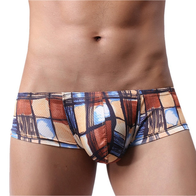Boxer Mens Underwear Men Low Waist Print Boxers Panties Sexy Breathable Boxershorts Men U Pouch Bikini Shorts Gay Underwear