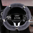 Karcle Fluffy Steering Wheel Cover with Bling Rhinestones Diamond Fur Furry Car Steering Covers Universal 38cm For Women Girl