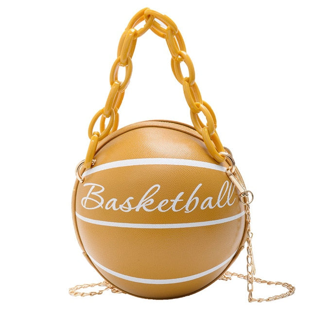 1Pcs Ball Purses For Teenagers Women Shoulder Bags Crossbody Chain Hand Bags Personality Female Leather Pink Basketball Bag