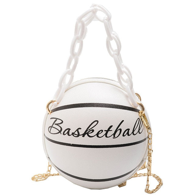 1Pcs Ball Purses For Teenagers Women Shoulder Bags Crossbody Chain Hand Bags Personality Female Leather Pink Basketball Bag