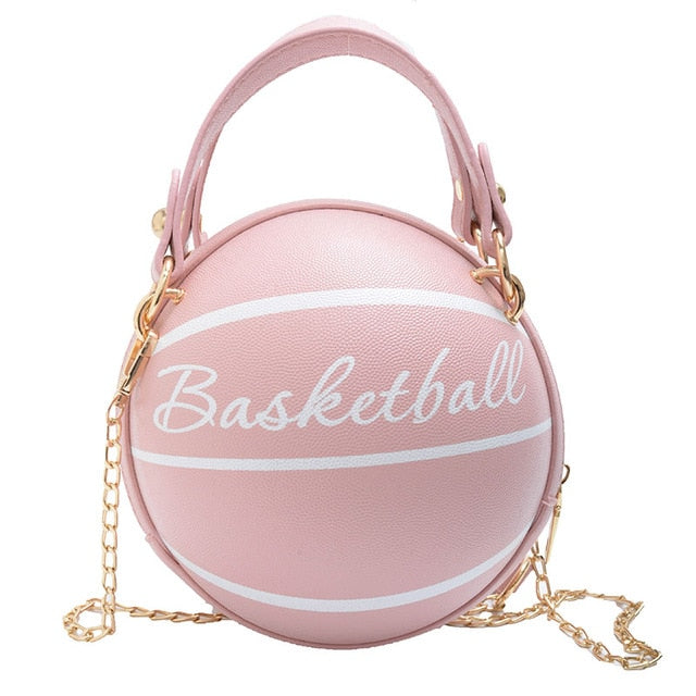 1Pcs Ball Purses For Teenagers Women Shoulder Bags Crossbody Chain Hand Bags Personality Female Leather Pink Basketball Bag