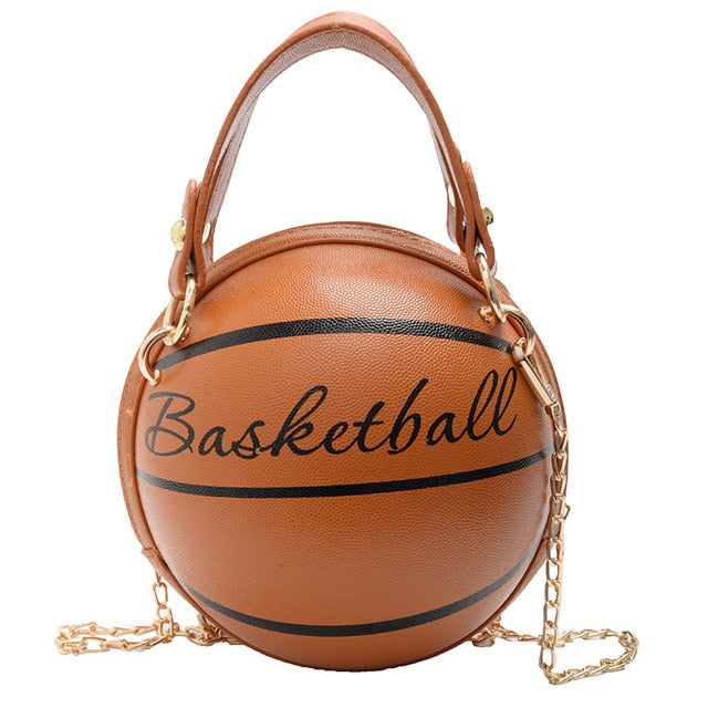 1Pcs Ball Purses For Teenagers Women Shoulder Bags Crossbody Chain Hand Bags Personality Female Leather Pink Basketball Bag