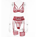 Yimunancy 3-piece Bra Set Women Hallow Out Transparent Bra Set 2020 Ladies Sexy Underwear Lingerie Set