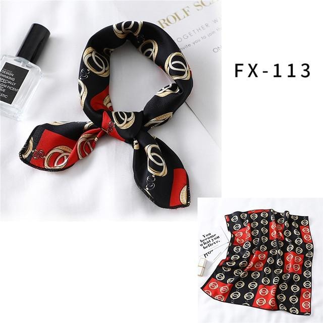 Square Silk Scarf Women Fashion Print Small Neck Scarfs Office Lady Hair Band Foulard Hand Kerchief Female Bandana Shawl 2020