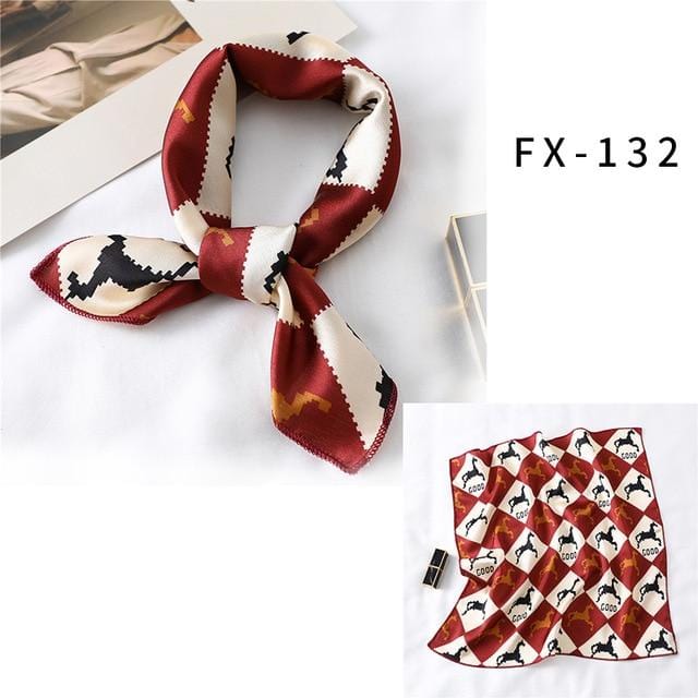 Square Silk Scarf Women Fashion Print Small Neck Scarfs Office Lady Hair Band Foulard Hand Kerchief Female Bandana Shawl 2020