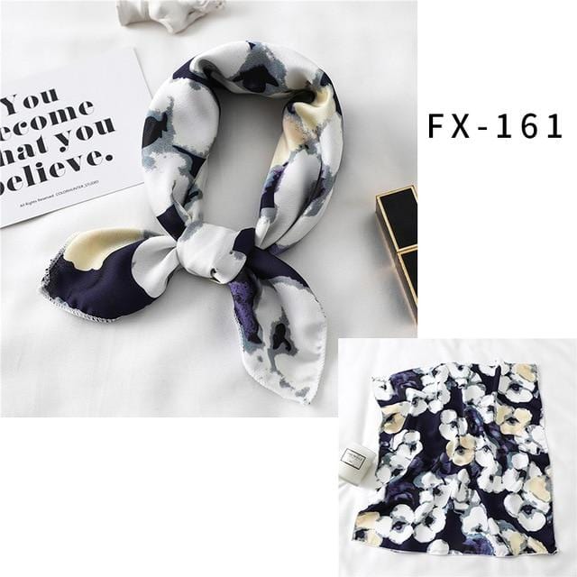 Square Silk Scarf Women Fashion Print Small Neck Scarfs Office Lady Hair Band Foulard Hand Kerchief Female Bandana Shawl 2020