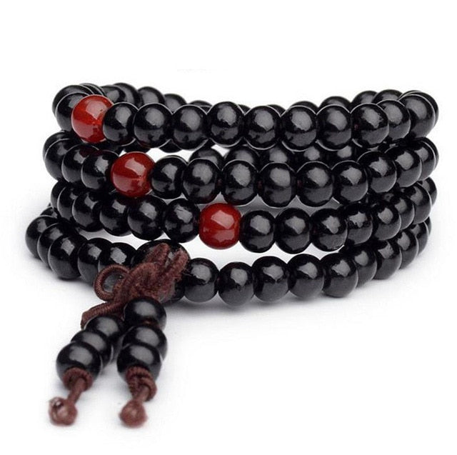 9 Styles 6mm Natural Sandalwood Buddhist Buddha Wood Prayer Beaded Knot black ebony Unisex Men Bracelets & Bangles for Women