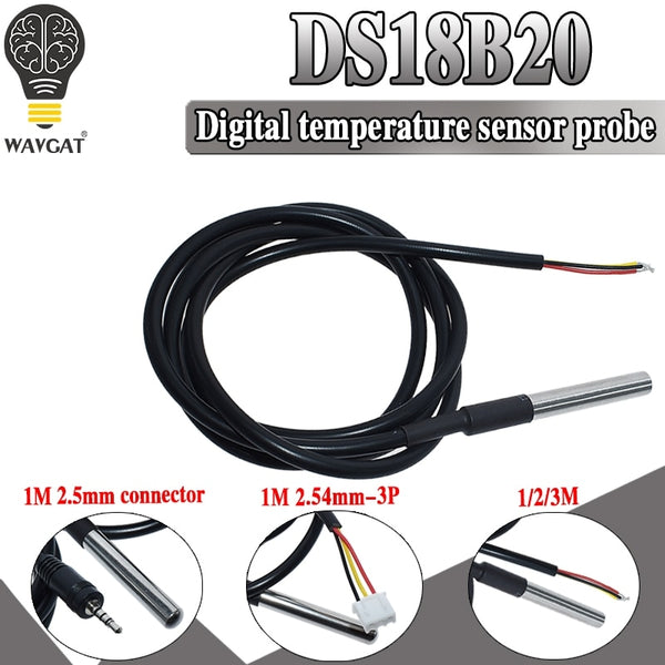 1PCS DS1820 Stainless steel package Waterproof DS18b20 temperature probe temperature sensor 18B20 For Arduino