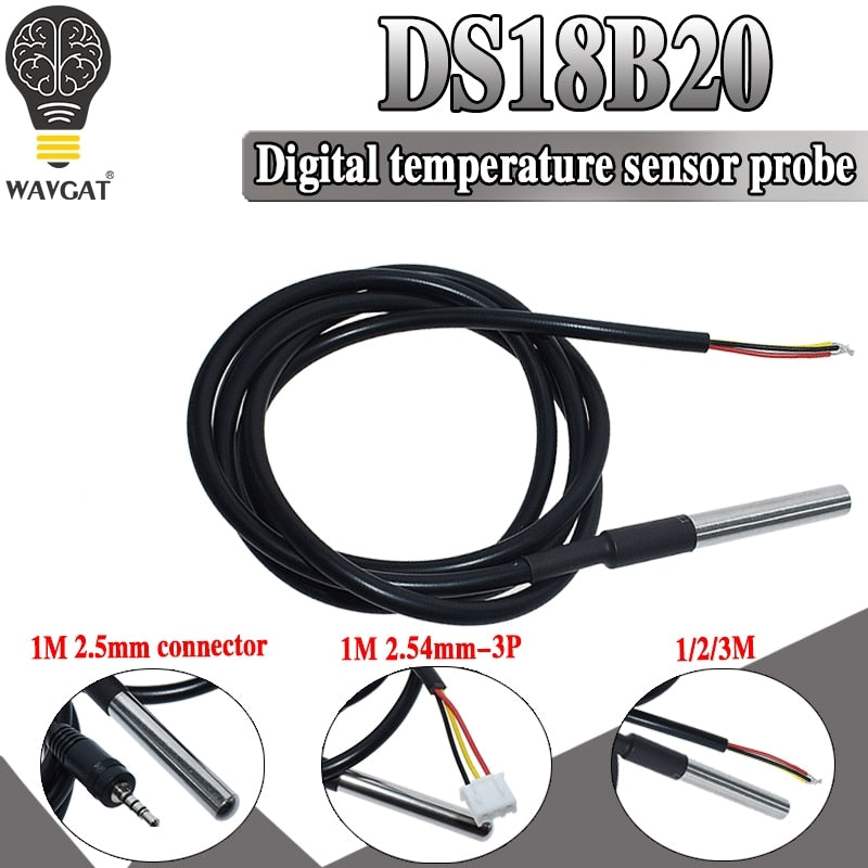 1PCS DS1820 Stainless steel package Waterproof DS18b20 temperature probe temperature sensor 18B20 For Arduino