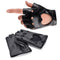 1Pair Women Punk Short Synthetic Leather Gloves Half Finger Fingerless Gloves Fashion Lady Handsome Black Gloves