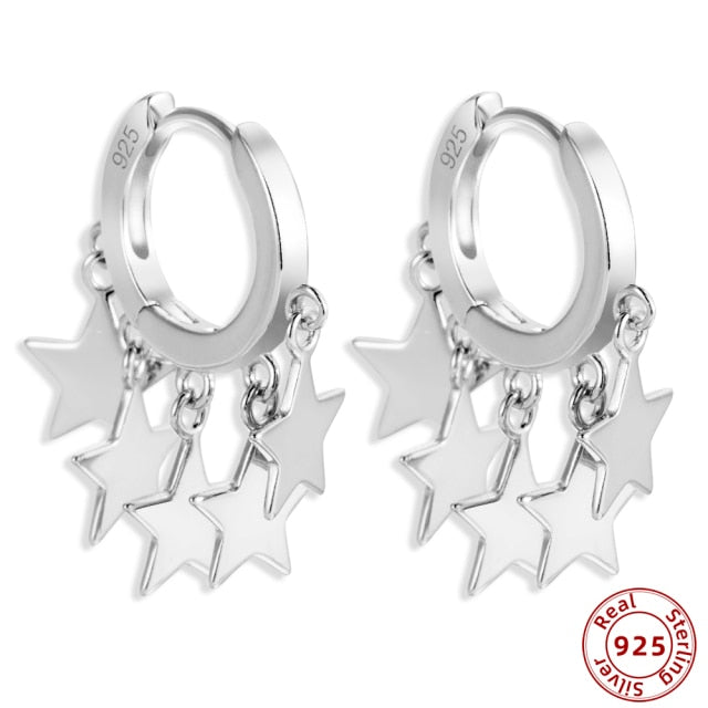 925 Sterling Silver Earrings Gold Color cross Moon Star CZ Zircon Small Circle Huggie Hoop Earrings For Women Fine jewelry