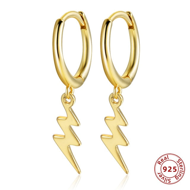 925 Sterling Silver Earrings Gold Color cross Moon Star CZ Zircon Small Circle Huggie Hoop Earrings For Women Fine jewelry