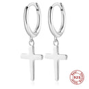 925 Sterling Silver Earrings Gold Color cross Moon Star CZ Zircon Small Circle Huggie Hoop Earrings For Women Fine jewelry