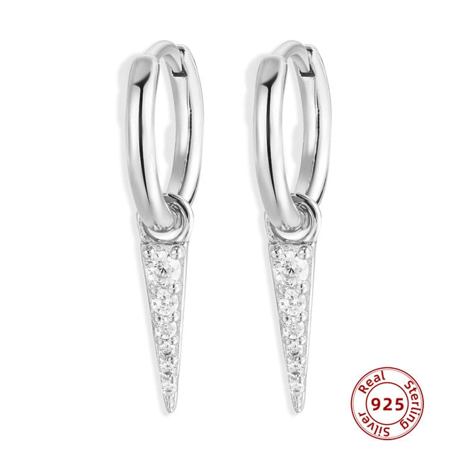 925 Sterling Silver Earrings Gold Color cross Moon Star CZ Zircon Small Circle Huggie Hoop Earrings For Women Fine jewelry