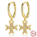 925 Sterling Silver Earrings Gold Color cross Moon Star CZ Zircon Small Circle Huggie Hoop Earrings For Women Fine jewelry