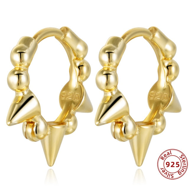 925 Sterling Silver Earrings Gold Color cross Moon Star CZ Zircon Small Circle Huggie Hoop Earrings For Women Fine jewelry